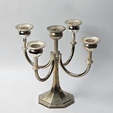 ANTICO CANDELIERE CANDELABRO Lume Portacandele in Metallo Argentato Vintage 900