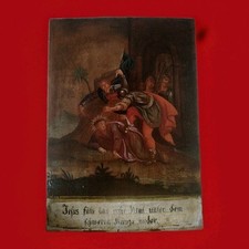 Antico Dipinto Fiammingo-Olio Su Tavola- 3 Stazione VIA CRUCIS - XVIII Secolo