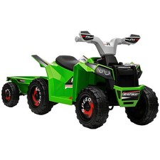 Quad per Bambini Quad Elettrico 6V Auto Elettrica con Rimorchio, 2,5 km/h Metallo Verde