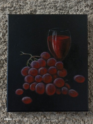 Vino rosso dipinto originale - dipinto,