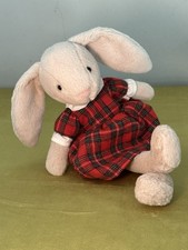 Jellycat Tartan Lottie Bunny Nuovo senza etichette Coniglio di Natale Raro Giocattolo Morbido Peluche Ritirato