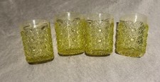 Uraniun glass Hobbs And Bruchner Daisy and Button set of 4 glasses