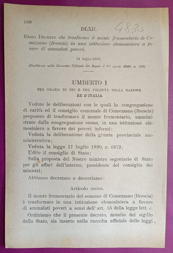 Commezzano 1892 regio decreto - commezzano,