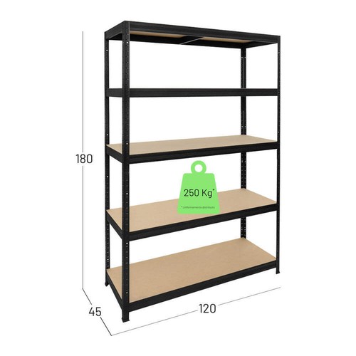 Scaffale legno metallo nero - nero, ad