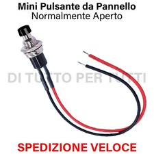 PULSANTE DA PANNELLO Normalmente Aperto NA CABLATO 220V 12V 24V Nero MOMENTANEO