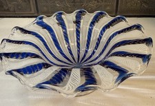 Vintage Murano Latticino blu e
