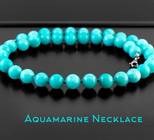 Collana blu acquamarina pietra
