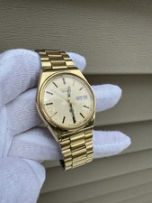 RARO orologio vintage anni 80 Seiko Day Date 8123-7239 tono oro quarzo acciaio inox