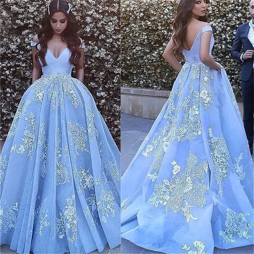 Abiti sposa blu scollo v - abiti,