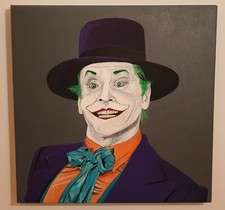Ritratto dipinto a mano quadro tela pop art Batman DC Joker Jack Nicholson 1989