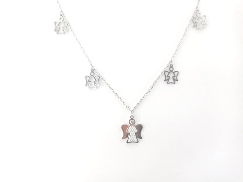 Collana acciaio con - in, angeli