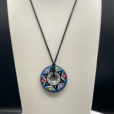 Collana Vintage Uomo Labirinto Argilla Polimerica Ciondolo Sud Ovest Tribale Perline Arte