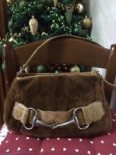 Borsa Pelle e Pelliccia In Visone Rasato Col Mattone Con Fibbie Sul Davanti