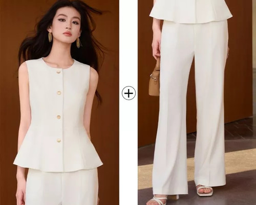 Tailleur donna bianco gilet - bianco,