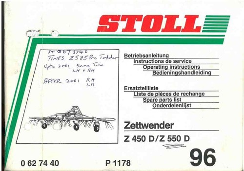 Stoll z450d z550d rastrello - z450d,