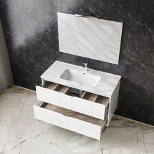 Mobile Bagno sospeso cassettoni lavabo ceramica specchio luce 75 - 100 cm Glass