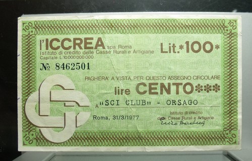 Miniassegno iccrea lire 100 - iccrea,