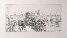 RENZO BIASION - "Bologna" - Bella acquaforte firmata num p.a.