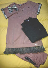 Microbe By Miss Grant Completo Tre Pezzi Rosa Antico E Grigio Tg.7/8 Anni