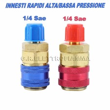INNESTI ATTACCHI RAPIDI BASSA ALTA PRES. RACCORD GAS R134A CONDIZIONATORE AUTO  