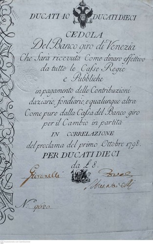 1798 cedola 10 ducati - *,