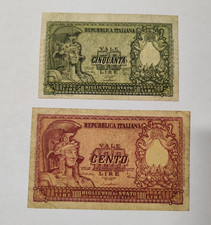 Repubblica Italiana coppia di Banconote da 50 e 100 Lire, SI PARTE DA 1€!!!