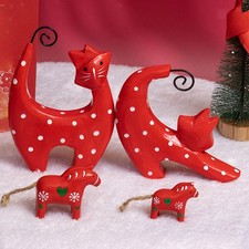 2 statuette in resina a forma di cavallo rosso per centrotavola da interno