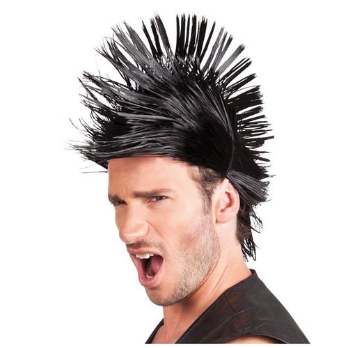 Parrucca punk nera spiky - parrucca,