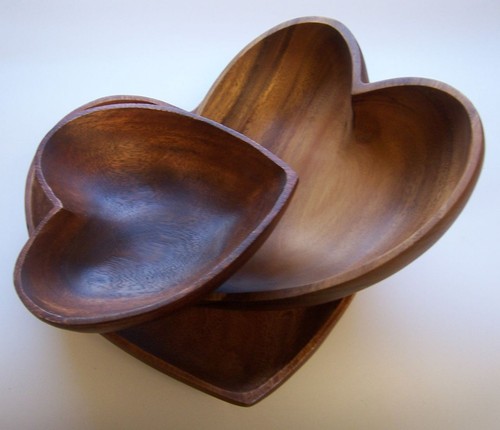 Set piatti legno cuore - 3,