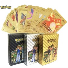 Pokemon Carte Mazzo Collezione ORO-ARGENTO 55pz Fan Art Pikachu Charizard V,Vmax