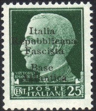 ITALIA RSI 1943 - Emissioni Locali - Base Atlantica 9 - MNG 25 c. 5 righe #S#KEL