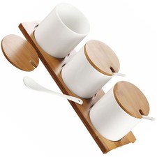  1 Set di contenitori porta spezie in ceramica per condimento con coperchio in