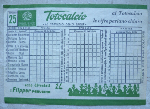 Schedina totocalcio febbraio - schedina,