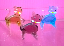 MURANO 80s set 3 gattini in vetro soffiato colorati kawaii
