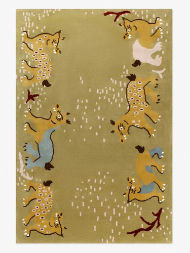Tappeto giallo trapuntato - , a