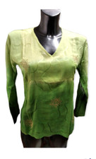 MAGLIA DONNA SCOLLO A V. NUOVA. MADE IN NEPAL. ETNICA. PURO COTONE. TG ON SIZE