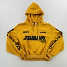 Felpa con cappuccio Justin Bieber donna grande gialla scopo tour stadio tour H&M ritagliata
