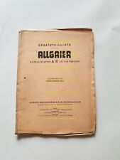 ALLGAIER Trattore A 111 Porsche 1953 catalogo ricambi originale TEDESCO DEUTSCH