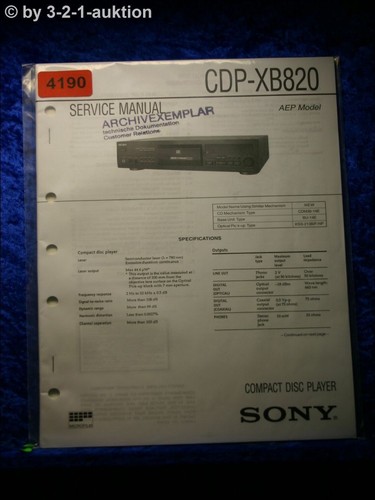 Manuale servizio sony - manuale, cdp