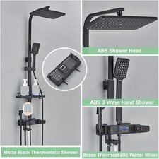Sistema doccia bagno LCD nero soffione doccia a pioggia doccetta combo rubinetto doccia