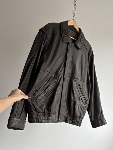 Giacca pelle utility marrone
