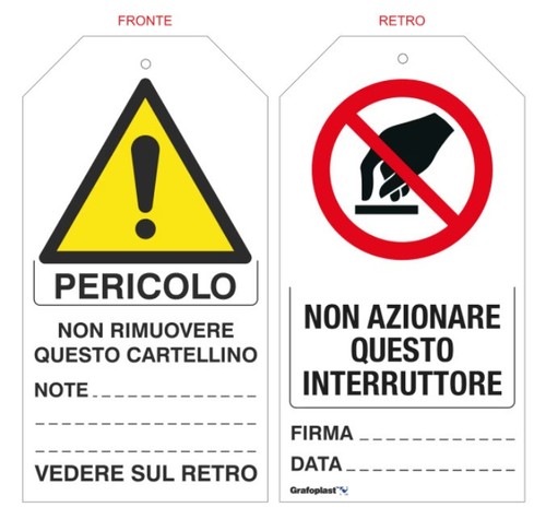 Cartello bifaccia non azionare - bifaccia,