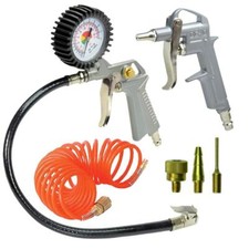 Kit Accessori Compressore 6 Pezzi pistola gonfiaggio soffiaggio manometro 5 mt