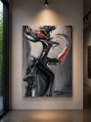 Grande dipinto olio - a, figura