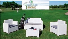 Divano due sedute con Poltrone e Tavolino/Salottino per Esterno/Giardino Bianco
