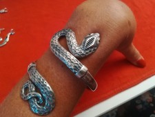 GRANDE UNICO Bracciale in argento 925 Punzone Timbro SERPENTE SPIRALE. Vintage 