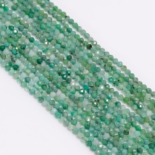 Pietra preziosa quarzo smeraldo verde perline rotonde micro sfaccettate 2,5-3 mm filo 12,5"