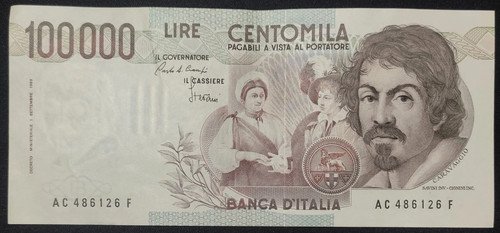 100000 lire caravaggio - lire,