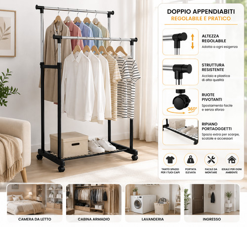 Appendiabiti mobile con ruote - mobile,