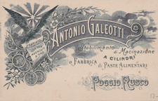 CARTOLINA  PUBBLICITARIE ANTONIO GALEOTTI POGGIO RUSCO FABRICA PASTE NON VIAGG.